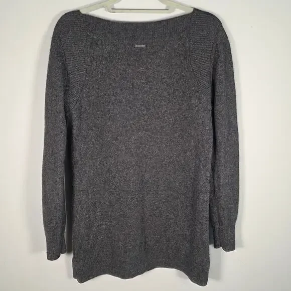 Merrell Merino Wool Sweater Dress M Gray Bubble Sleeve K5381 - Picture 2 of 9